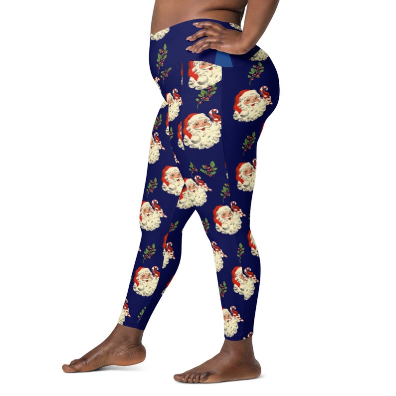 Santa Christmas Leggings, Vintage Santa Leggings for Women, Santa