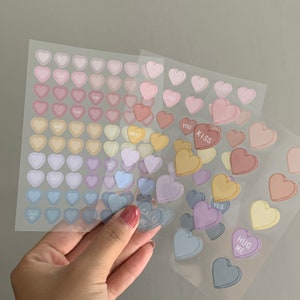 Cute planner stickers pack sheet, kawaii aesthetic stickers, bear heart flower stickers, journaling Scrapbooking Notebook deco stickers 3 Heart