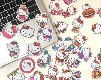Pink red cat Stickers, Cartoon Vinyl Deco Stickers Waterproof Sticker Pack, Laptop water bottle stickers, NoteBook, Stationery deco