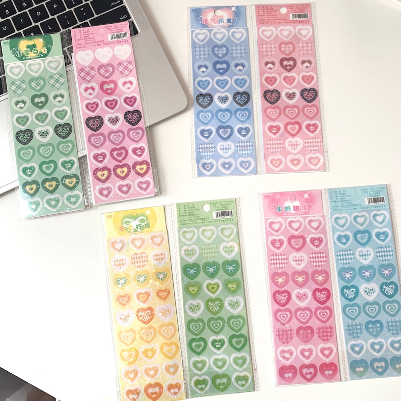 Cute planner stickers pack sheet, kawaii aesthetic stickers, heart stickers, journaling Scrapbooking Notebook deco stickers, gift image 2