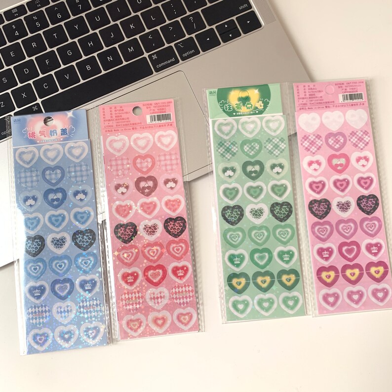 Cute planner stickers pack sheet, kawaii aesthetic stickers, heart stickers, journaling Scrapbooking Notebook deco stickers, gift image 3