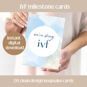 Cartes d'étape de FIV neutres, cartes d'étape de fertilité, cartes de voyage de FIV minimalistes, cartes de souvenir, signe d'annonce de FIV, imprimable de FIV