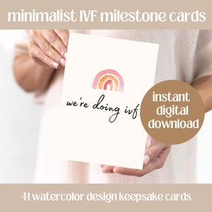 Cartes de jalon de FIV minimalistes, cartes de jalon de fertilité, cartes de voyage de FIV, cartes de souvenir, signe d'annonce de FIV, imprimable FIV, FIV Boho