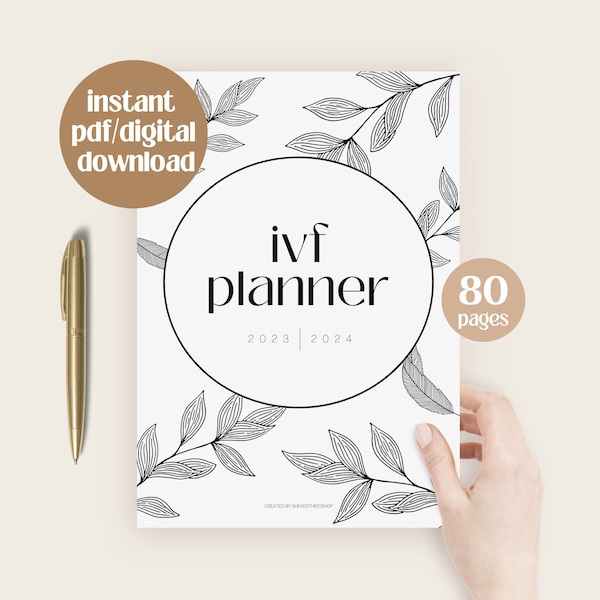 Minimalist IVF Planner, IVF Journal, Digital IVF Diary, fet Planner, ttc planner, 2024 ivf calendar, Black & White fertility journal