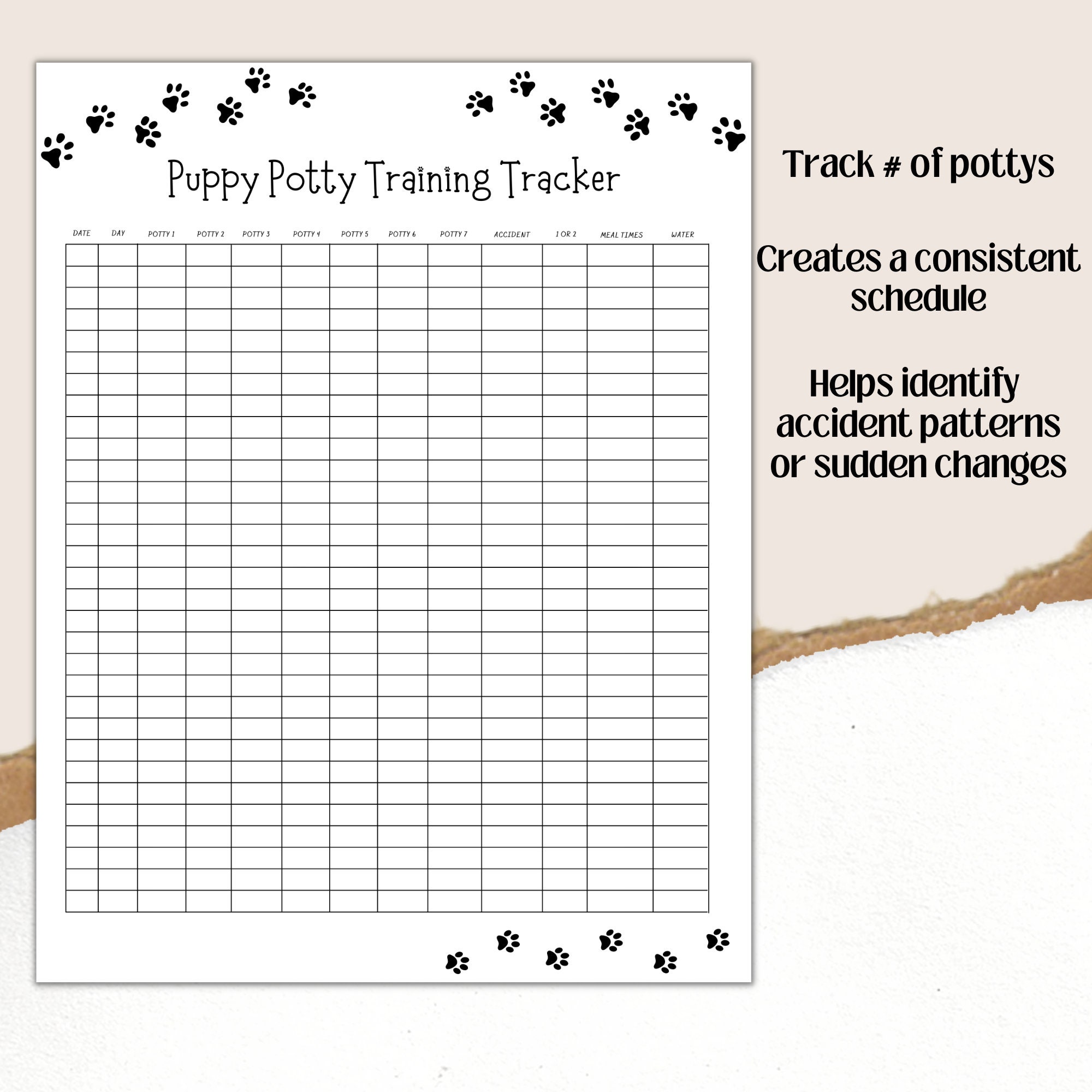 Puppy Potty Training Journal Dog Potty Training Tracker Housebreaking