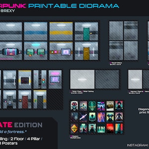 Cyberpunk Printable Modular Diorama dla figurek i miniatur 1/12 6&quot; (pliki cyfrowe) - WERSJA ULTIMATE