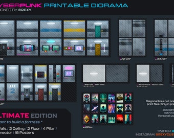 Cyberpunk Printable Modular Diorama for 1/12 6" Figures and miniatures (Digital Files) - ULTIMATE VERSION
