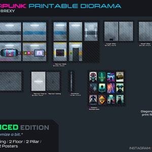 Cyberpunk Printable Modular Diorama dla figurek i miniatur 1/12 6&quot; (pliki cyfrowe) - WERSJA ZAAWANSOWANA
