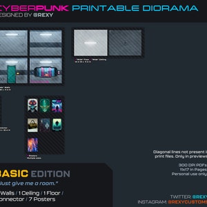 Cyberpunk Printable Modular Diorama dla figurek i miniatur 1/12 6&quot; (pliki cyfrowe) - WERSJA PODSTAWOWA