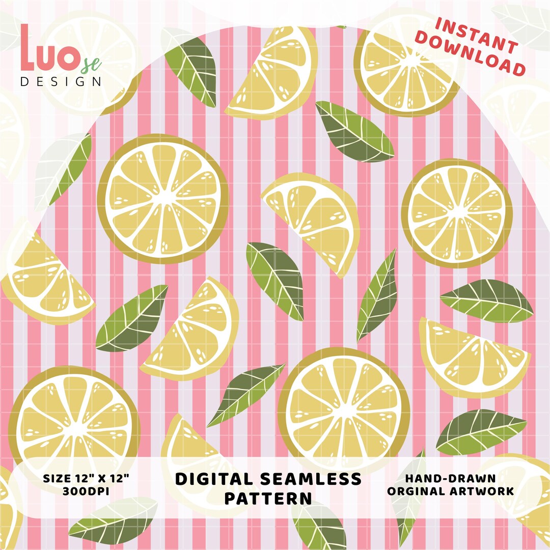 Pink Lemon Seamless Pattern PNG, Citrus Stripe Pattern, Summer Lemon ...