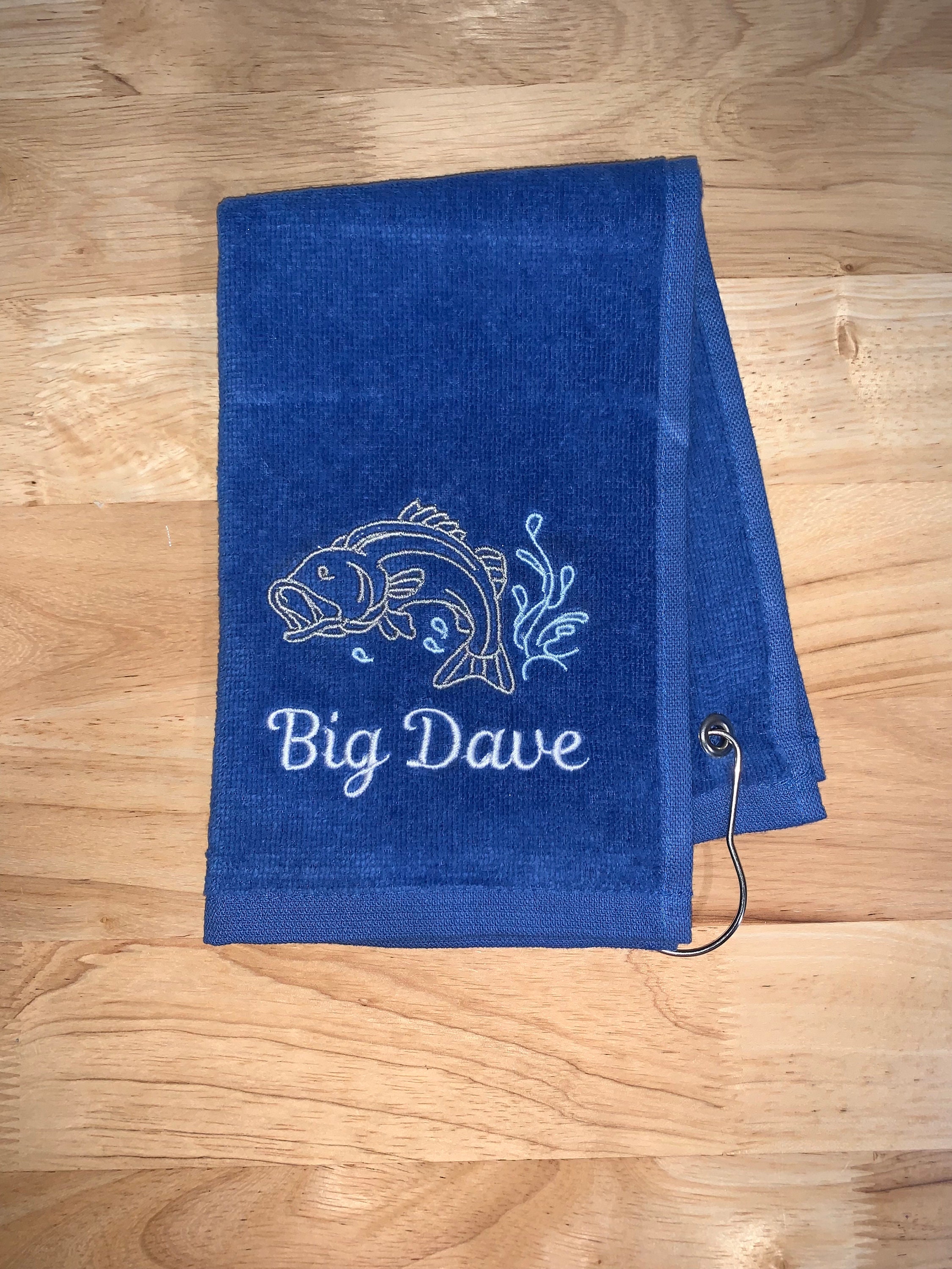 Personalized Embroidered Fishing Towel With Grommet Hook Etsy