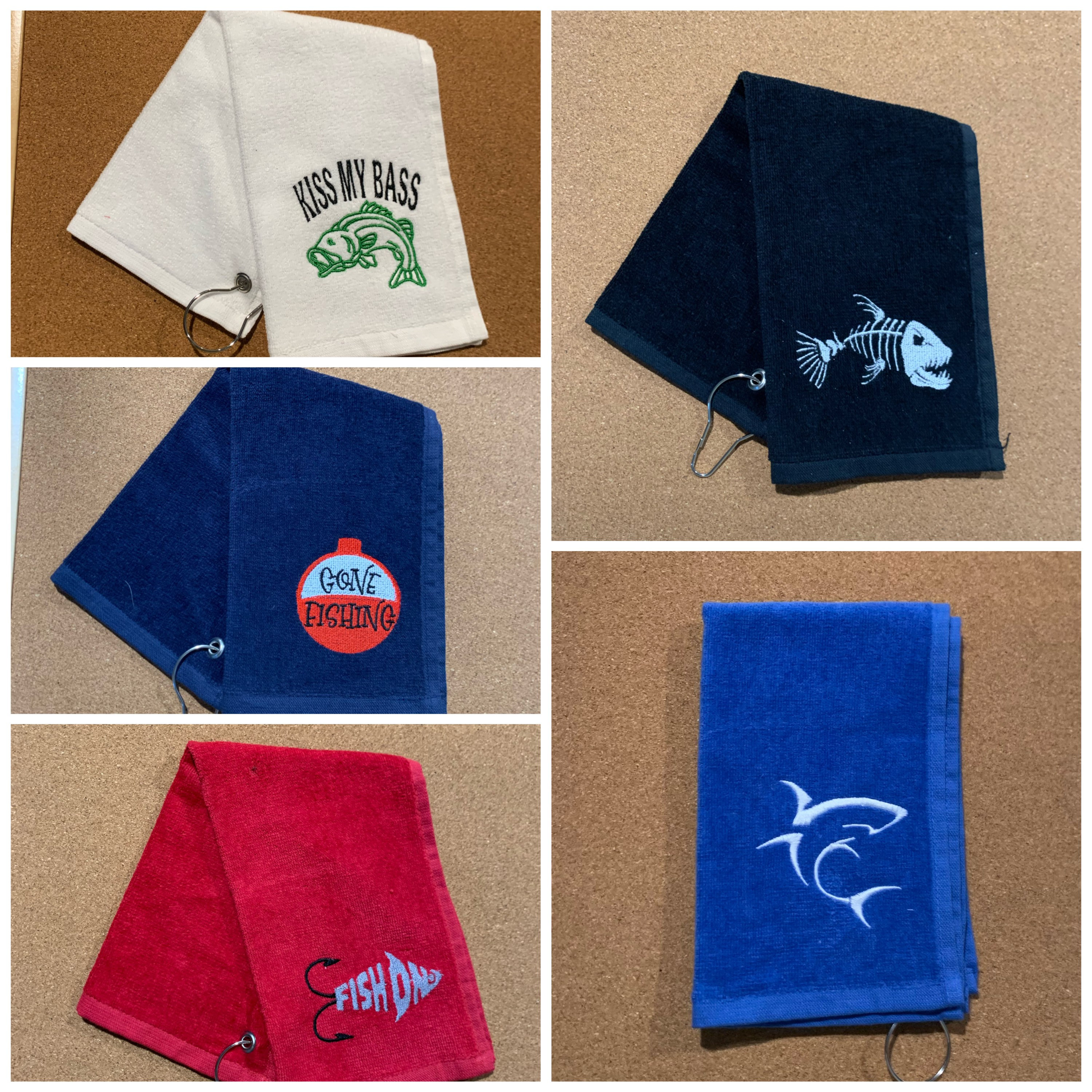 blank fishing towel with hook Gone Fishing Embroidered Fishing Towel With Hook