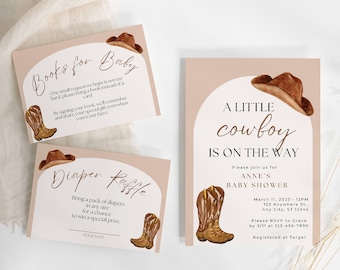 Cowboy Books for Baby & Diaper Raffle, Cowboy Diaper Raffle, Country Themed Books for Baby, Country Diaper Raffle, Baby Shower Invite Insert