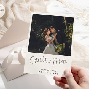 Polaroid Style Save the Date Editable Template, Modern Minimalist Photo Save Our Date, Printable Save the Date, Wedding Date Announcement