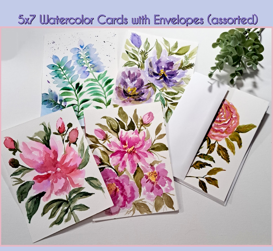 5 X 7 Watercolor Note Cards With Envelopes - Etsy
