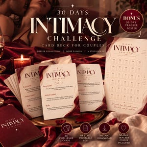 30 Day Spicy Couples Challenge, Intimacy Cards for Adults, Romantic Bedroom Activities, Printable Couples Game + Bonus Tracker
