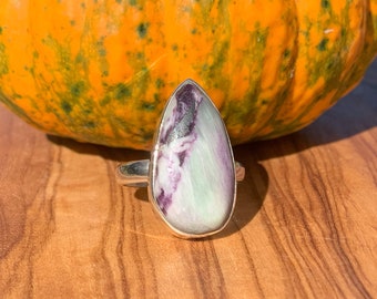 Lovely Kammerite Stone Ring set in .925 Sterling Silver Size 8 - Mint Green and Purples | Silver Jewelry | Gemstone Jewelry | Gift | Rare