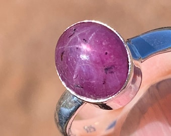 Star Ruby Sterling Silver Ring - Size 5.5 Inner Fire Sovereignty