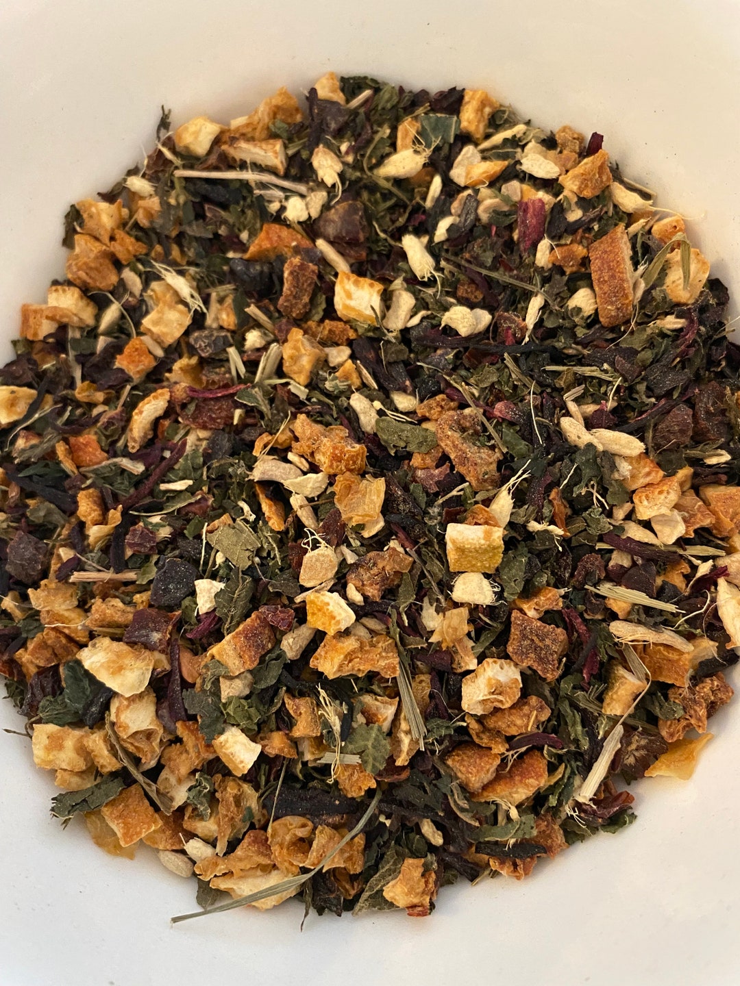 Jolly Tea Blend Organic Loose Leaf Tea Caffeine Free Holiday Tea Fruity