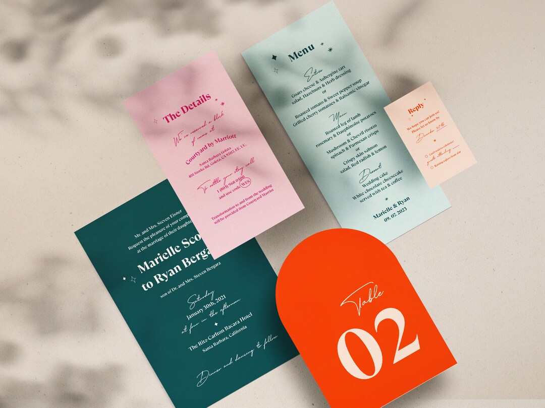 Personalized Wedding Invitation Modern Colorful Wedding Etsy