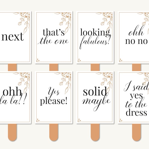 Vestido de novia, Say Yes To The Dress Signs, Di sí al vestido, Bridal Appointment Paddle Signs