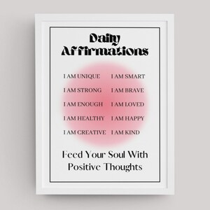 Printable Affirmation Poster Daily Affirmations Pink Aura Poster Mental ...