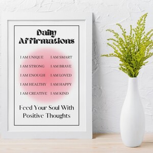 Printable Affirmation Poster Daily Affirmations Pink Aura Poster Mental ...