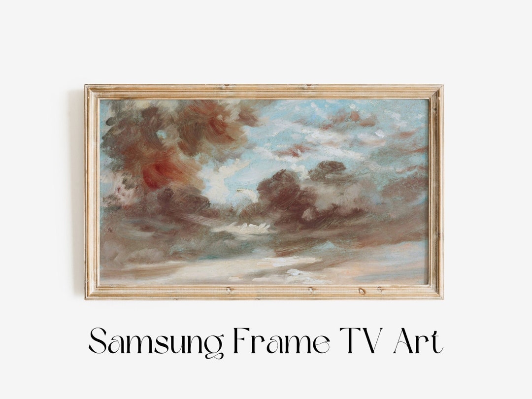Samsung Frame TV Art Moody Clouds Oil Painting Vintage Frame TV Art ...
