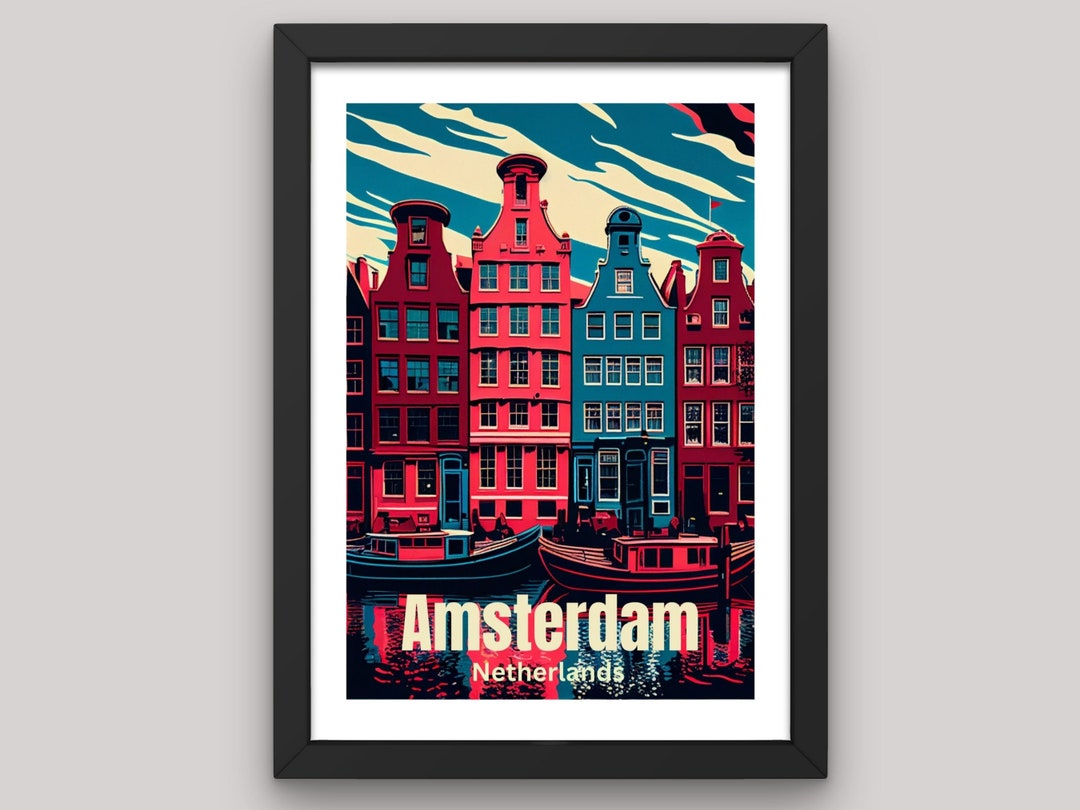 Amsterdam Travel Poster Amsterdam Print Pop Art Wall Art Netherlands ...