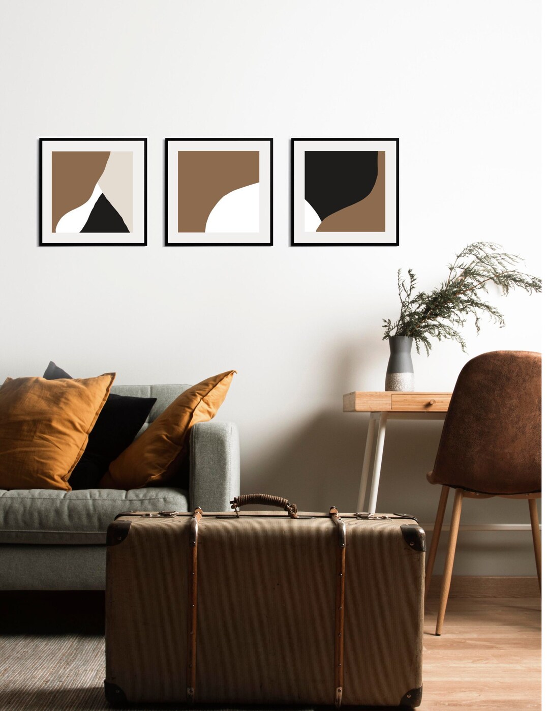 Mid Century Modern Wall Art Print Set of 3 Wall Art Modern Etsy