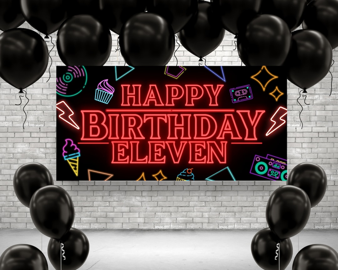 Neon Stranger Things Birthday Banner DIGITAL DOWNLOAD 48 X 24