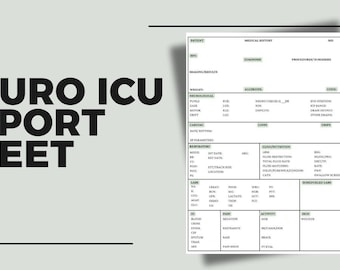 Hoja de informe de enfermería de la UCI neurológica - Informe de turno imprimible para enfermeras - Plantilla digital para evaluación de lesiones cerebrales y accidentes cerebrovasculares