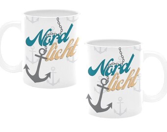 Tasse | Nordlicht | Geschenk | Becher | Büro | Maritim | Leuchtturm | Anker