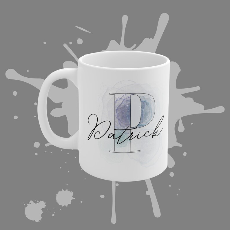 Personalisierte Tasse Geschenk Mama Tasse bedrucken Wunschname Watercolor Design Geschenkideen Tasse Personalisieren Muttertag Blau