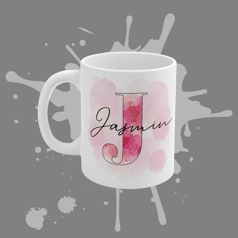 Personalisierte Tasse Geschenk Mama Tasse bedrucken Wunschname Watercolor Design Geschenkideen Tasse Personalisieren Muttertag Pink