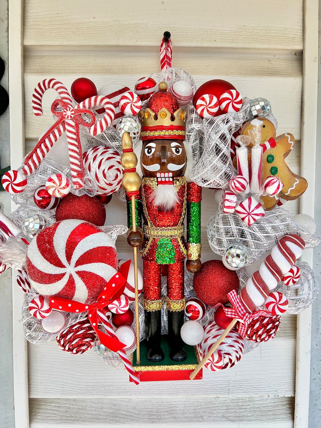17 Candy Cane Nutcracker Christmas Wreath Etsy