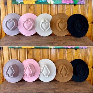 Heart and Arrow Shaped Vegan Suede Fedoras, Blank Hats for Burning