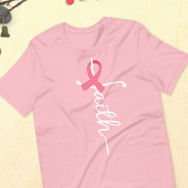 Faith Cancer support tee,pink cancer tshirt,breast cancer t-shirt,Cancer survivor shirt,Cancer fighter shirt,Cancer ribbon shirt.