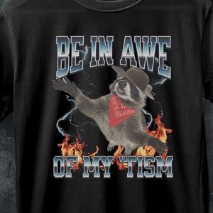 be in awe of my tism shirt,funny raccoon tshirt,raccoon cowboy t shirt, autism awareness tee,Autism humor t-shirt,Funny autism awareness.