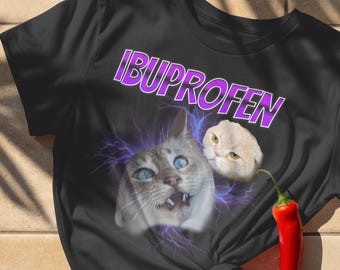 Ibuprofen Cat Meme Shirt: Ironic Vintage Style Tee