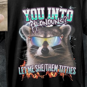 Camisa con pronombres elegantes, camiseta divertida de mapache, camisa inapropiada, camiseta irónica, camiseta divertida con meme, camisas inapropiadas, regalo para ella.