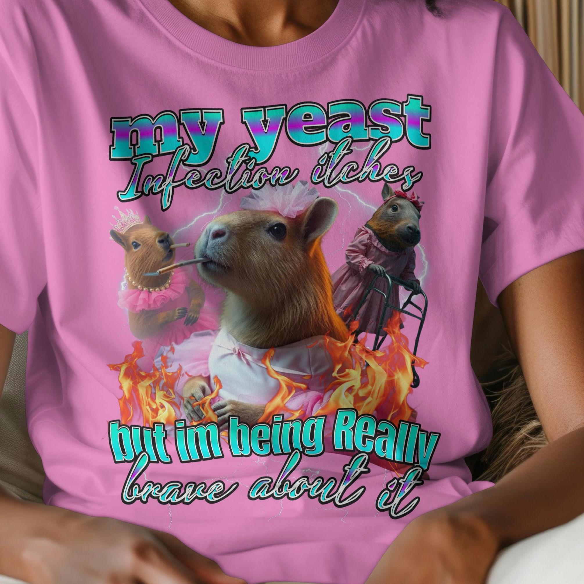 Rude Dirty Unhinged Shirt,my yeast infection itches shirt,funny adult humor tee,capybara tshirt,Funny Shirt For Her,pink shirt, Raunchy.