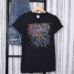 fireworks shirt,Celebratory fireworks tees,Festive fireworks apparel,Sparkler-themed shirts,Explosive graphic tees,gift for friend.