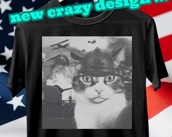 Lustiges Kriegskatzen T-Shirt: Army Tee, Katzenliebhaber Geschenk