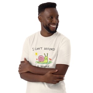 Sad Snail Shirt – Cute Depressed Snail Illustration, I Can’t Afford a House T-Shirt, Funny Existential Humor Tee.