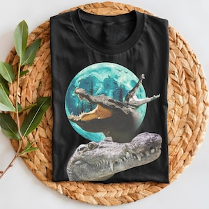 Stylish crocodile moon shirt,crocodile lover gift,alligator shirt,alligator t-shirt,funny crocodile shirt,retro crocodile tee,gator graphic.