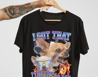 おもしろチワワミームTシャツ - ヴェイパーウェイヴグラフィックTシャツ、犬好きへのギフト