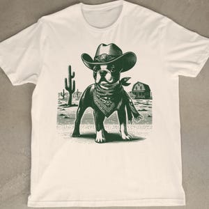 Stylish Boston Terrier Western shirt,funny dog cowboy shirt,Cowboy TShirt,cowboy dog shirt,cowgirl tee,Boston Terrier graphic tee,gift.