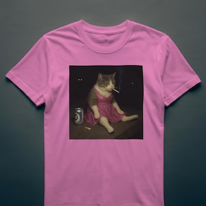 Stylish cat with cigarette shirt,Funny cat shirt,Smoking cat t-shirt,Vintage cat graphic tee,Grunge cat t-shirt,Retro cat shirt,Cool cat.