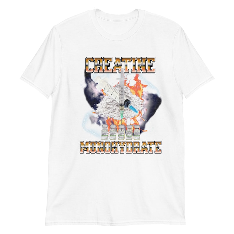 Unique Creatine Monohydrate Shirt,funny gym shirts,gag gifts,Meme Shirts,parody bodybuilders tees,Dark Humor,ironic tees.